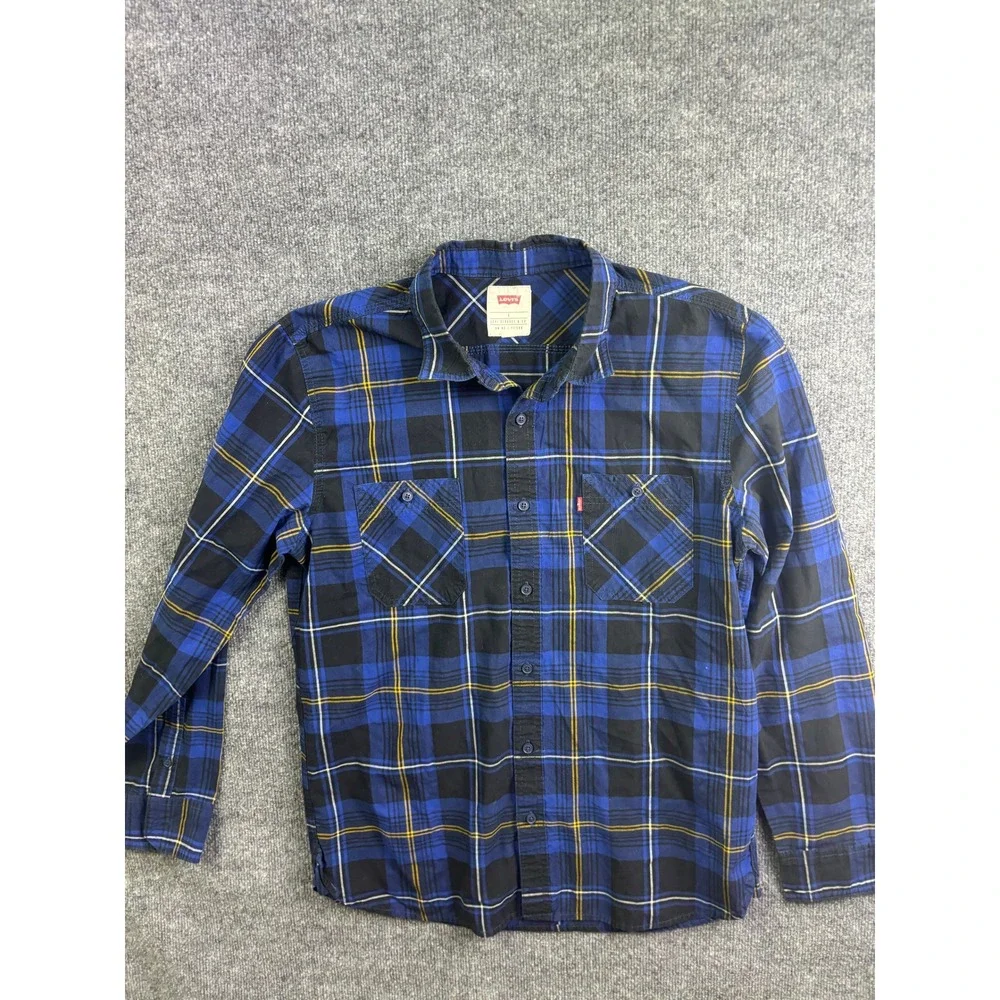 Levi's Button Up Shirt Mens Large Blue Plaid Long Sleeve Pockets 3LGLW1569